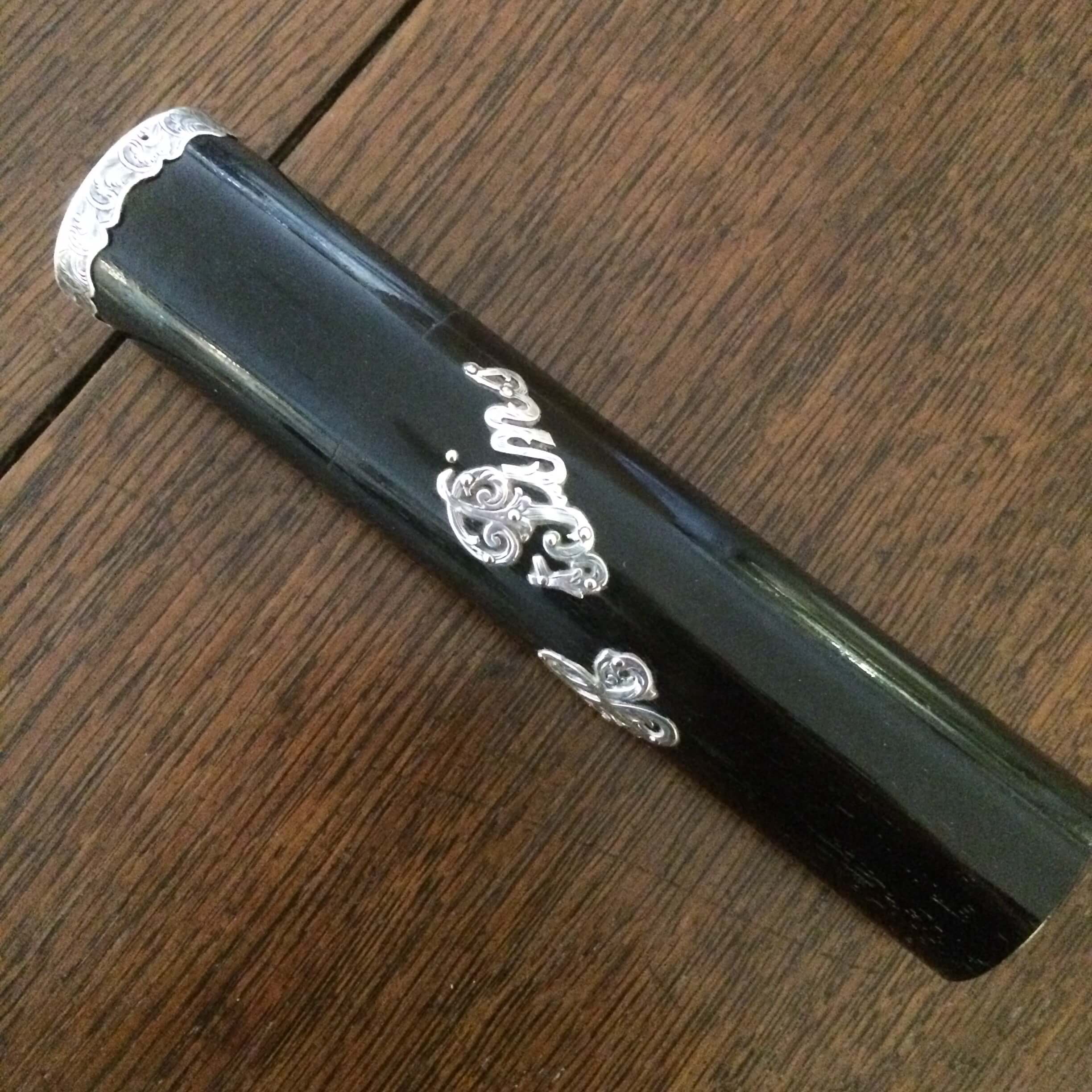 Ebony and Silver Hatpin Holder